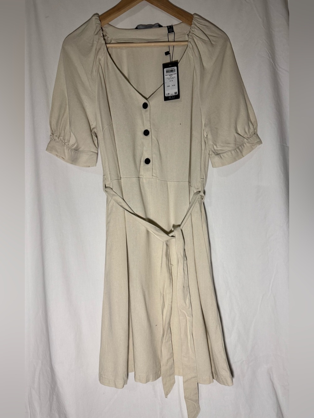 Vero Moda Cream Midi Dress with Black Buttons